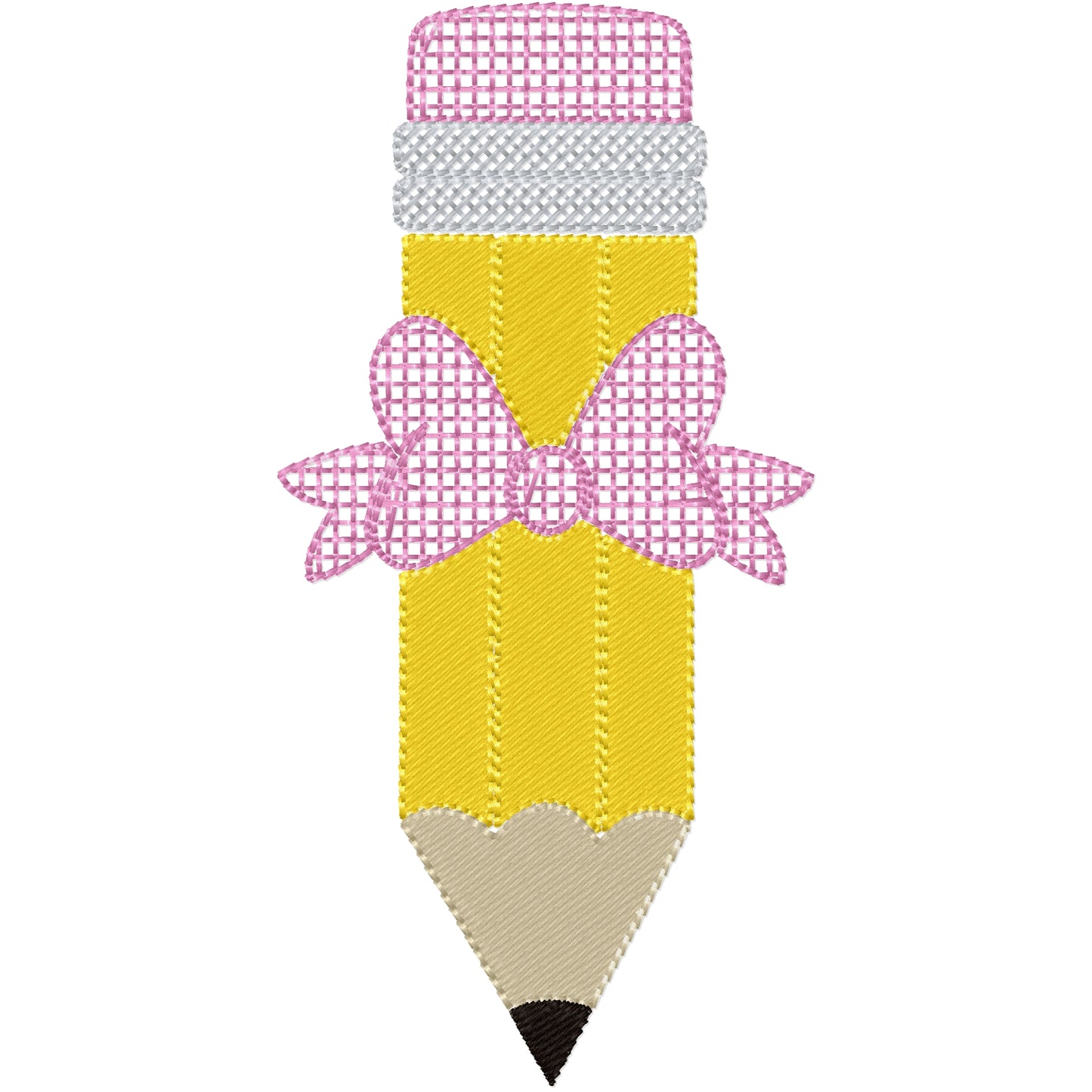 Pencil with bow machine embroidery design