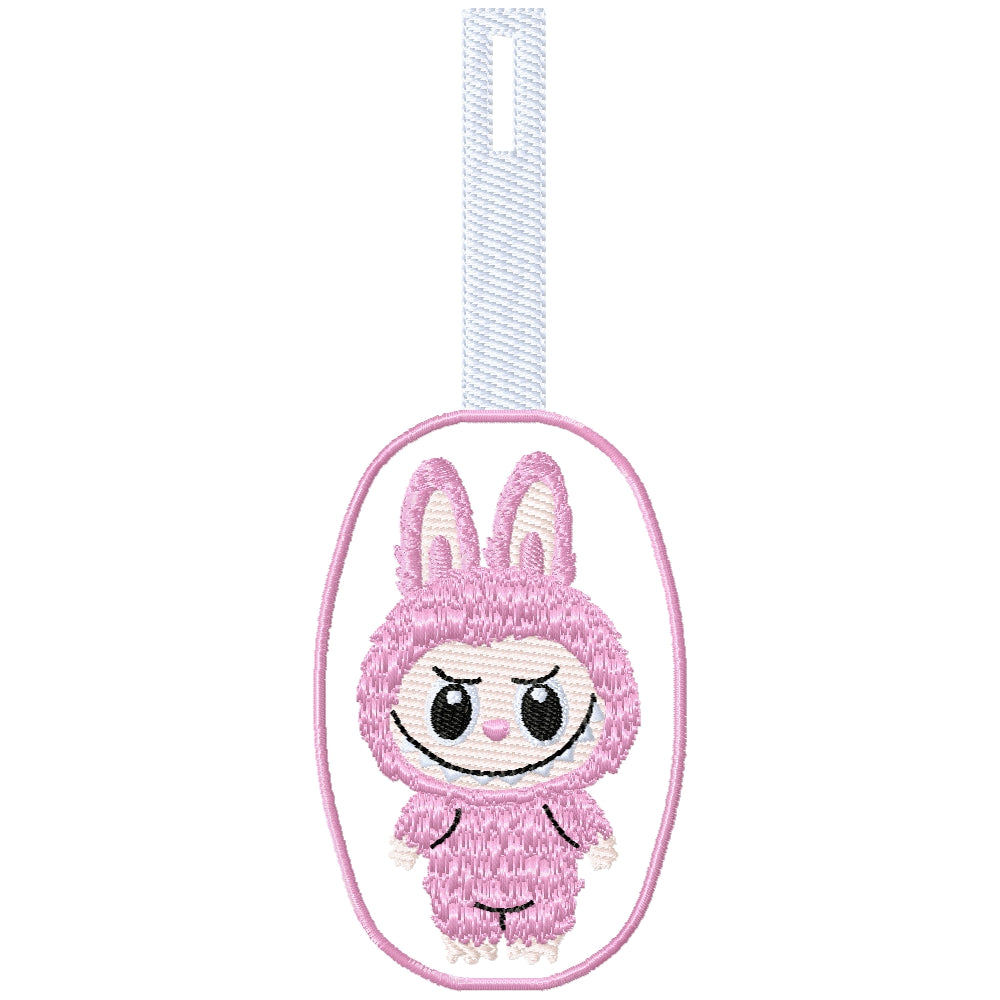 ITH Pink La boo boo key chain machine embroidery design  3 sizes