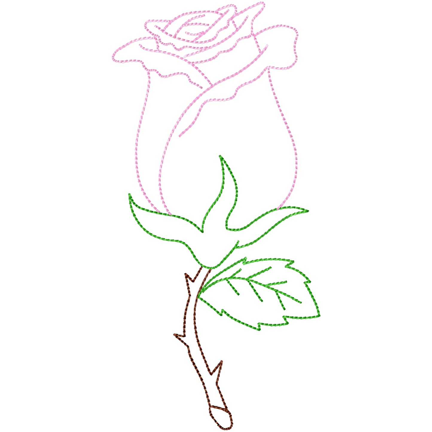 Pink rose outline machine embroidery design 2 sizes