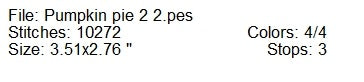 Pumpkin Pie 2 Halloween machine embroidery design