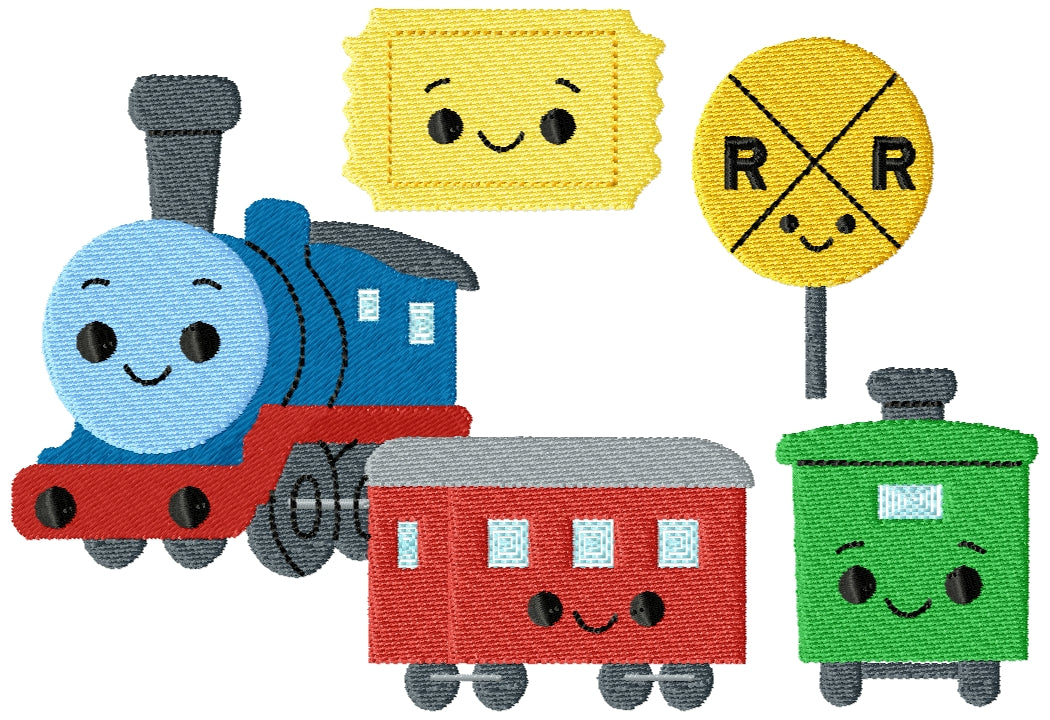 Rail road station machine embroidery design 3 sizes