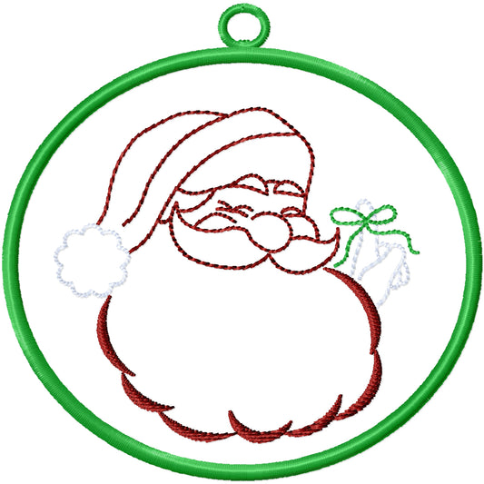 ITH RW Remember to be good Santa ornament machine embroidery design