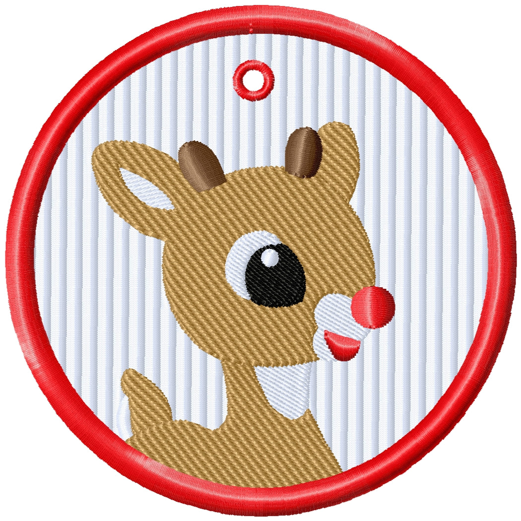 ITH 2025 Rudolph machine embroidery ornament
