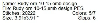 ITH 2025 Rudolph machine embroidery ornament