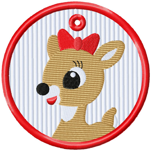 ITH 2025 Rudolph's girlfriend machine embroidery Christmas ornament