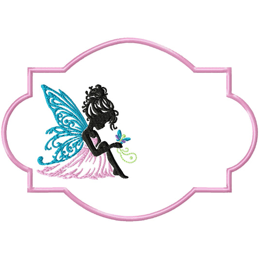 ITH Sitting fairy mug rug machine embroidery design with instructions