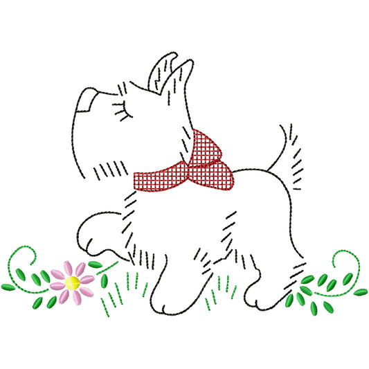 Scott the scotty dog machine embroidery design 3 sizes