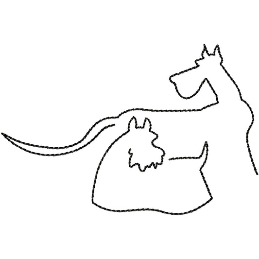 Simple Scotties machine embroidery design