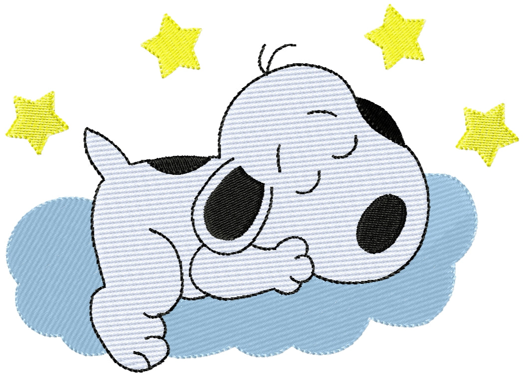 Sleeping Snoopy on a cloud machine embroidery design 2 sizes