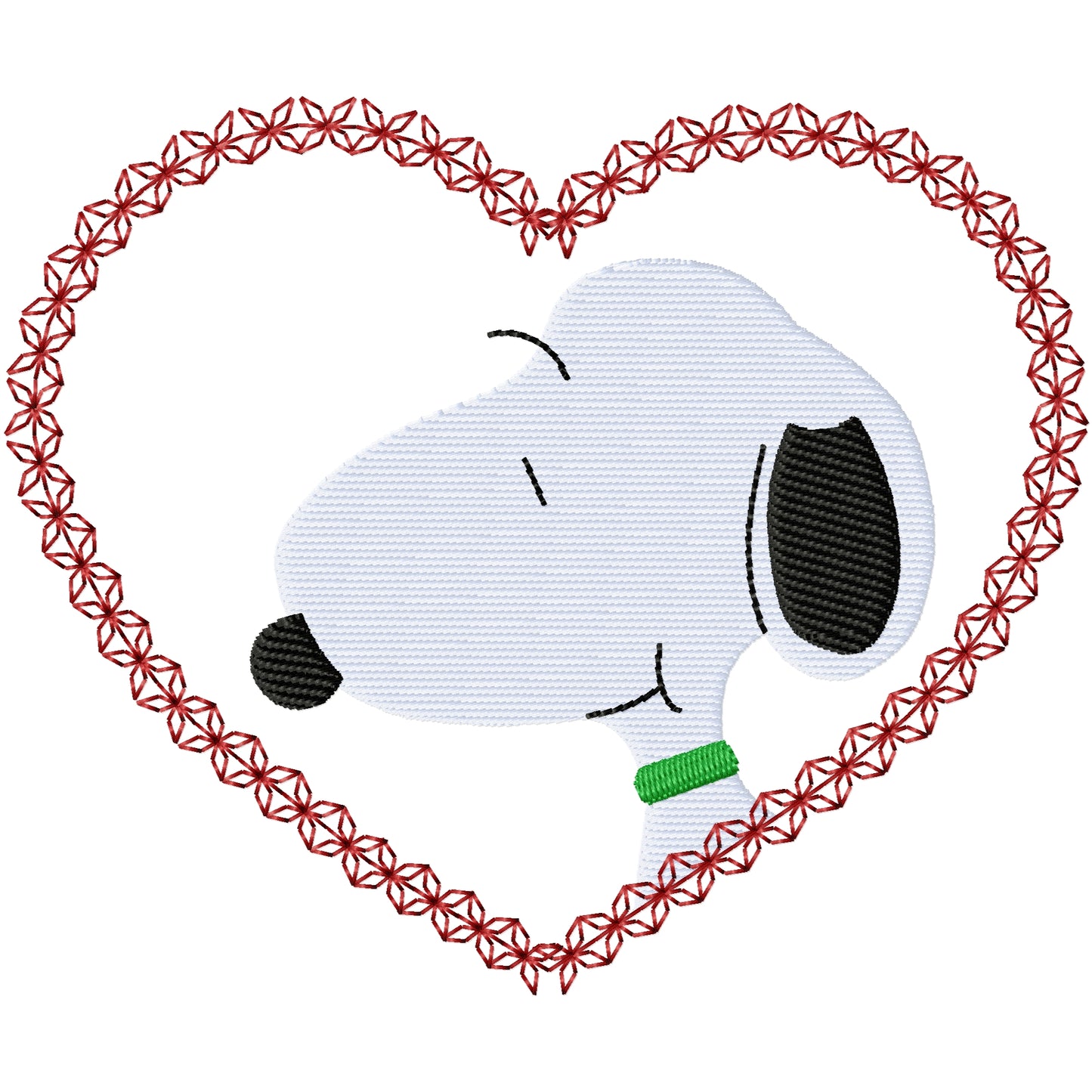Snoopy dog in a heart machine embroidery design 2 sizes