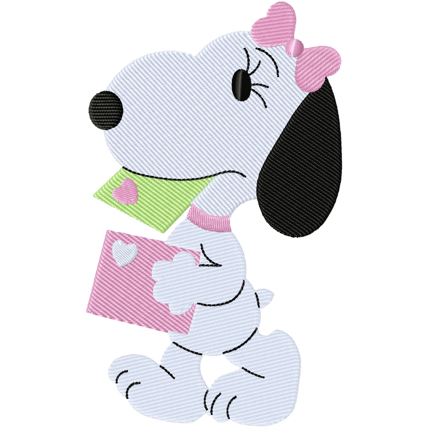 Snoopys sister with Valentines machine embroidery design 2 sizes