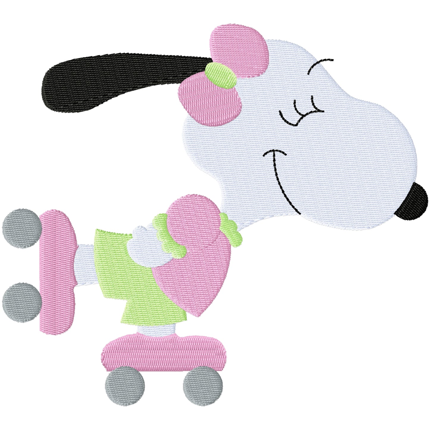 Snoopys sister roller skating machine embroidery design 2 sizes