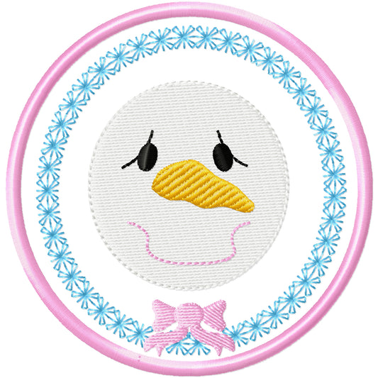 Pastel Snowman with border machine embroidery design 2 sizes