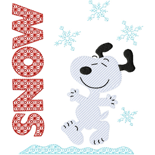 Snow Snoopy dancing in the snow machine embroidery design 2 sizes