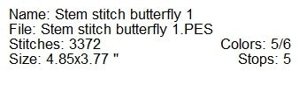 Stem stitch butterfly 1 machine embroidery design