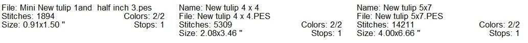 New tulip machine embroidery design 3 sizes