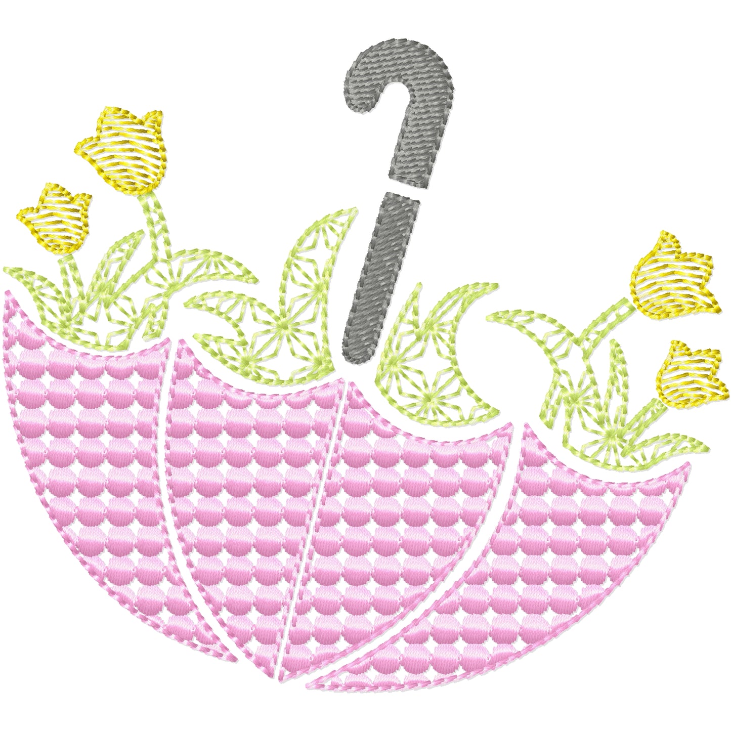 Tulip umbrella machine embroidery design 3 sizes