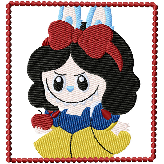 White Laboo monster machine embroidery design 2 sizes