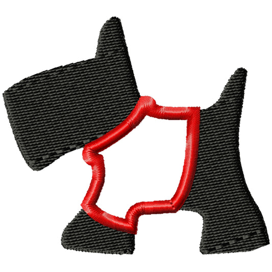 Christmas scotty applique machine embroidery design