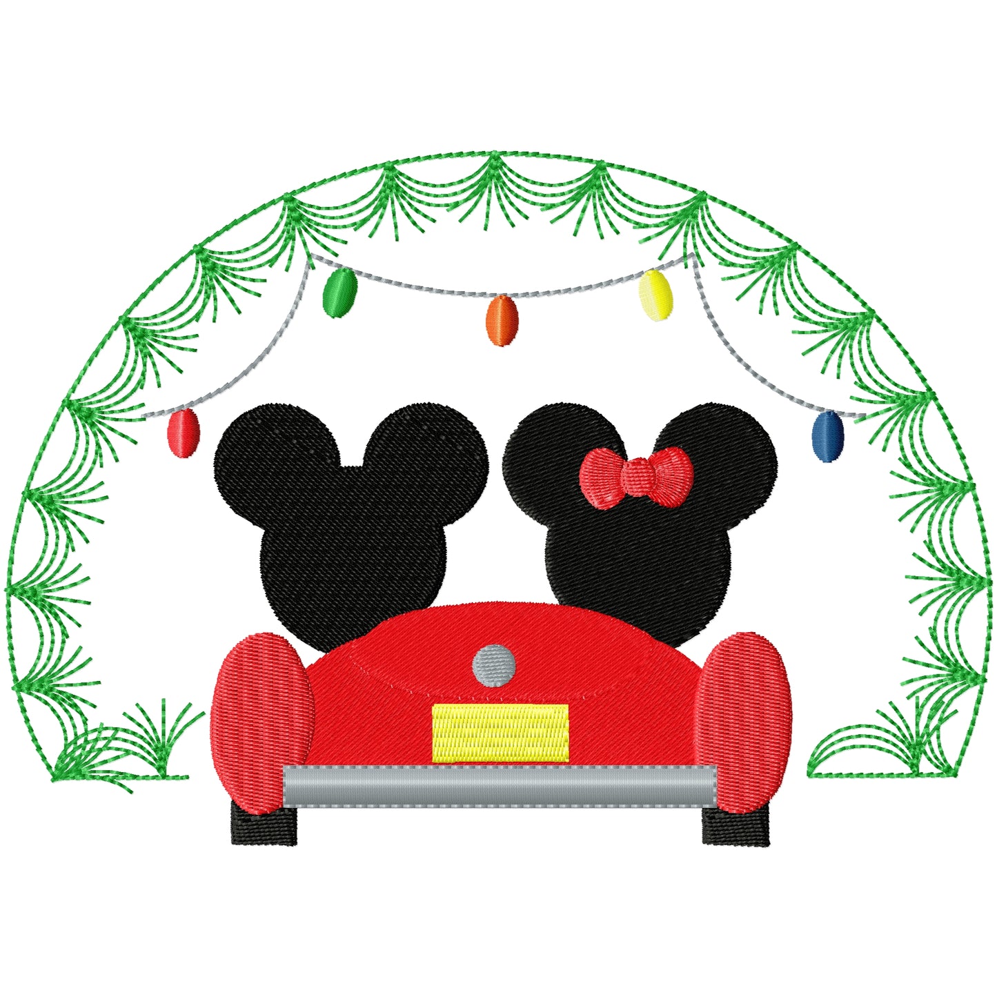 Xmas Minnie and Mickey machine embroidery design 2 sizes