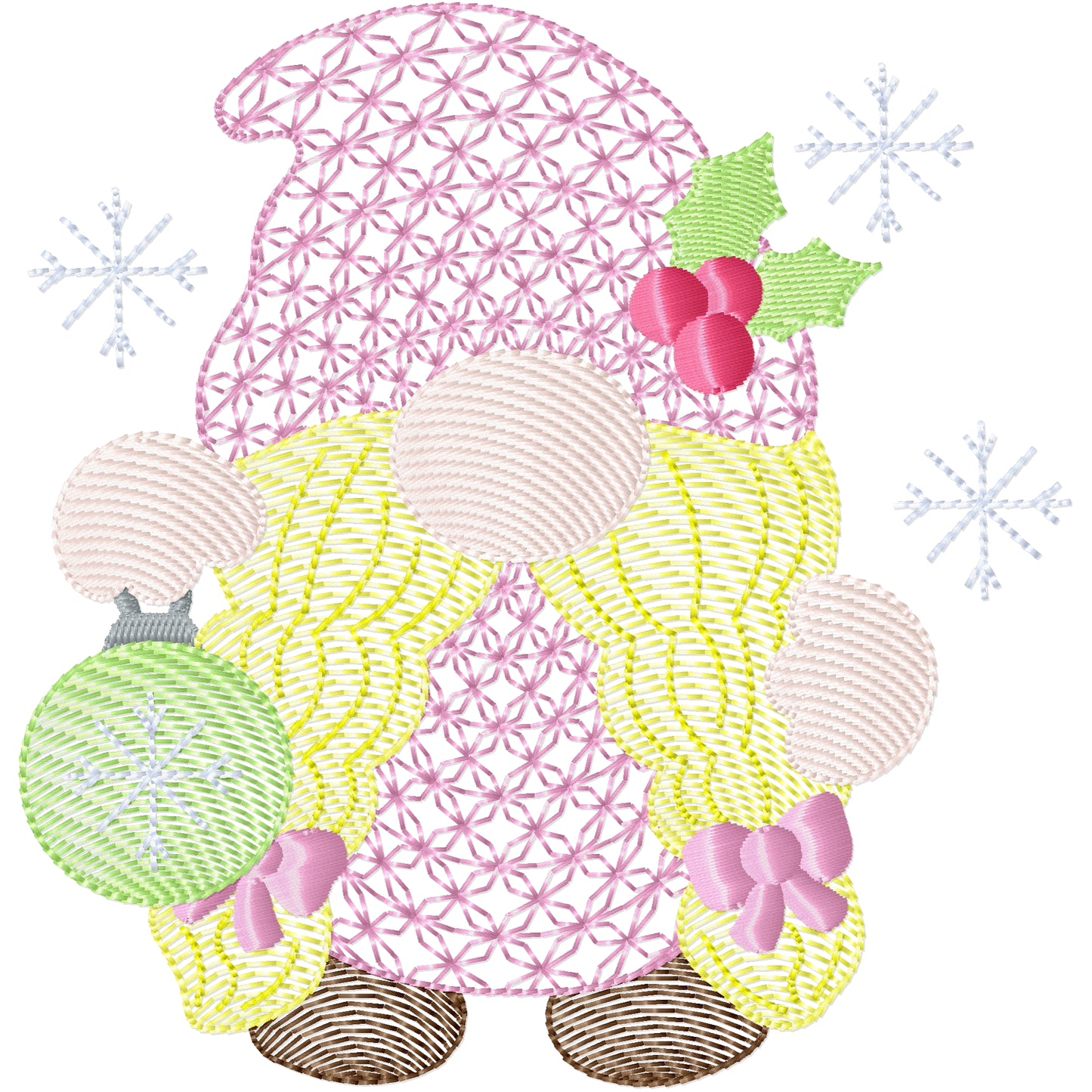 Xmas Gnome 6 machine embroidery design 3 sizes