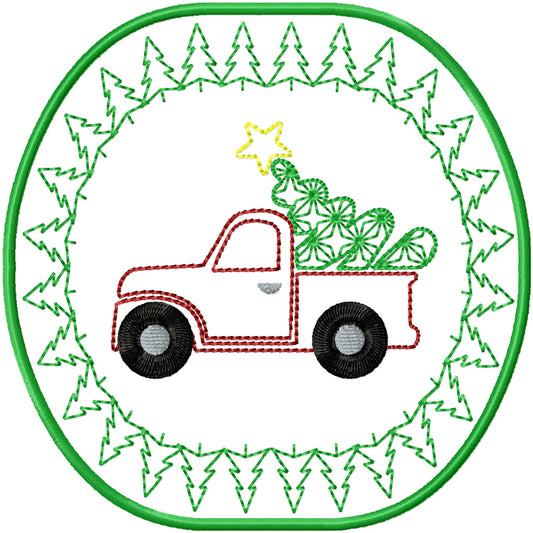 ITH Christmas truck Coaster machine embroidery design