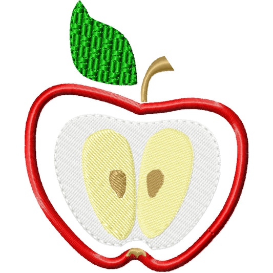 Apple slice applique machine embroidery design