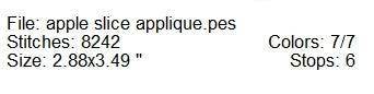 Apple slice applique machine embroidery design