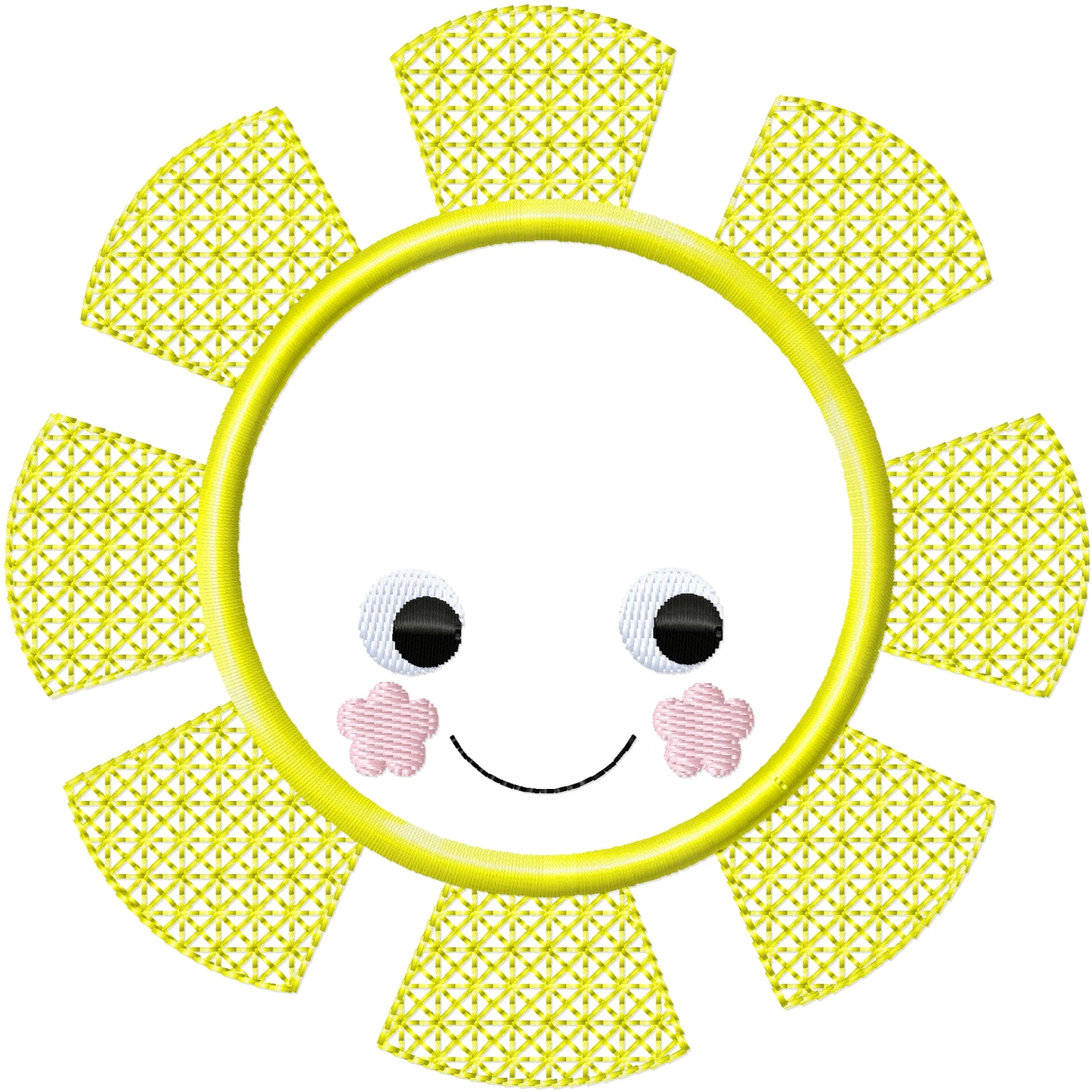 Appliqued Sunshine machine embroidery design