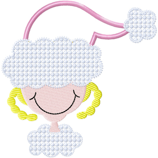 Big hat Cindy applique machine embroidery design 3 sizes