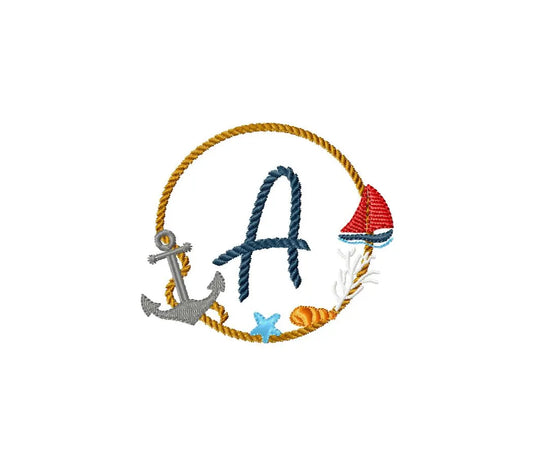 Nautical Monogram machine embroidery designs set
