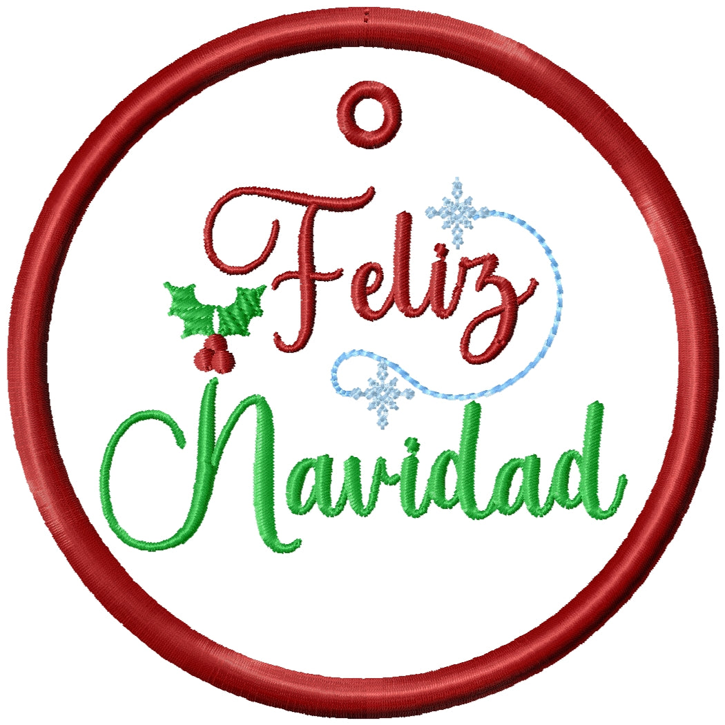 2025 ITH Feliz Navidad Christmas applique machine embroidery ornament