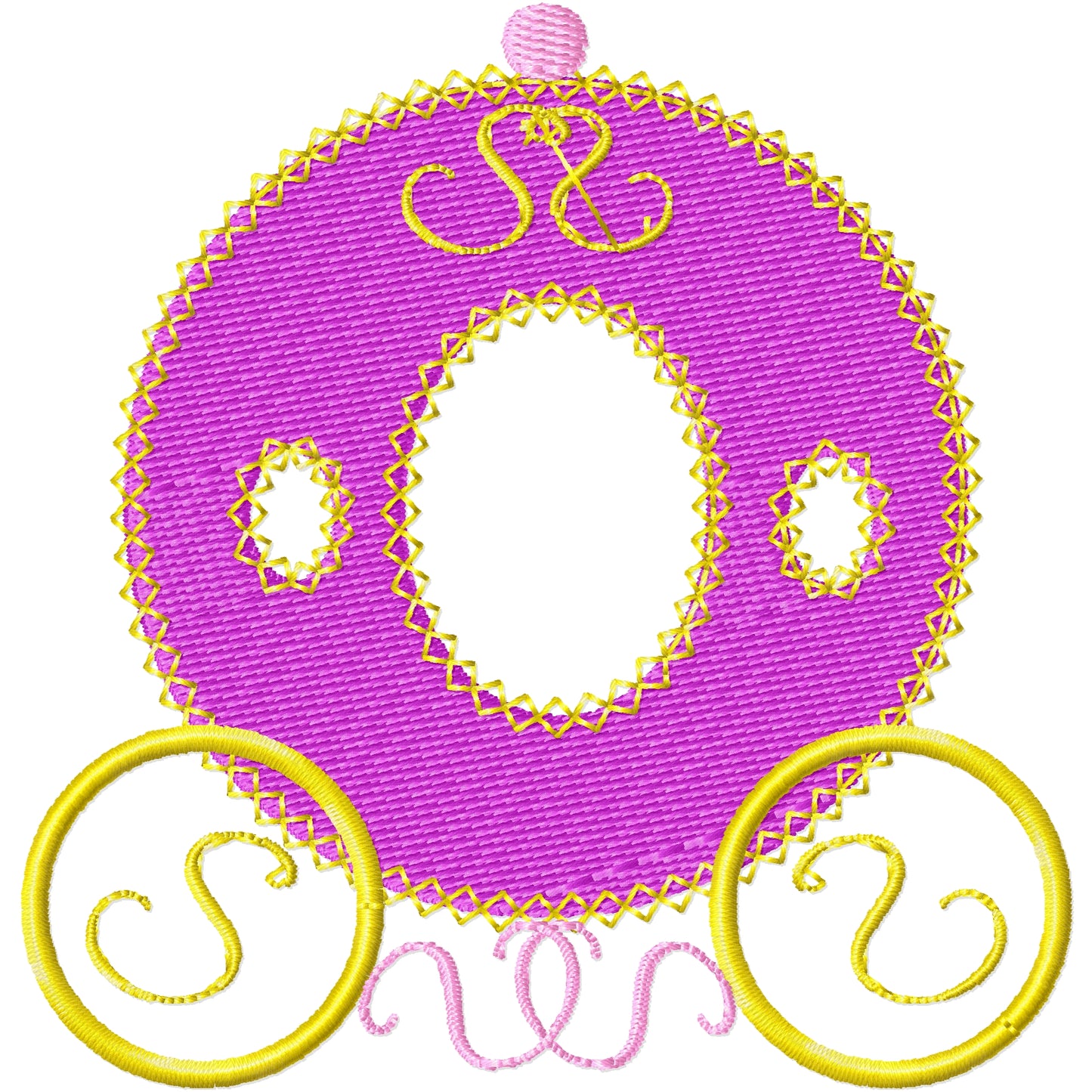 New princess carriage machine embroidery design