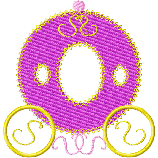 New princess carriage machine embroidery design
